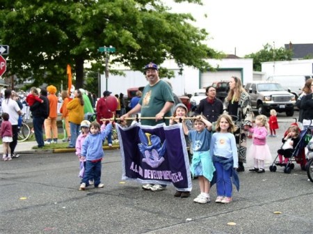 Fiona and Lisa in a kids' parade