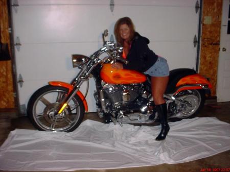 Tina on her hubby's bike....