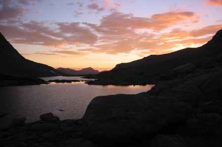 Backpacking August 2007, Sunset at Darwin Bench