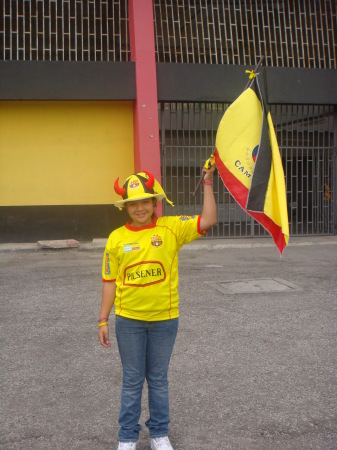 lesley in ecuador at the barcelona stadium