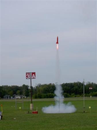 One of our many model rockets taking off