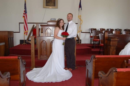 mike and amy on wedding day