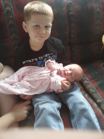 Arron with baby sis