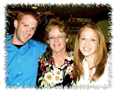 With my son, Mike, and daughter, Jessica at an anniversary party, Sept. 2007