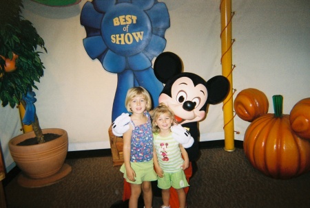 Taylor and Skyla with Mickey Mouse  November 2007