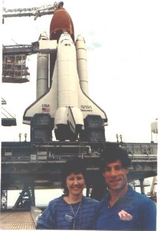 ME AND BRUCE JUST AFTER DEPLANING SPACE SHUTTLE DISCOVERY AT PAD B