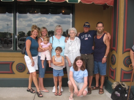 Some of my family.  My sister-in-law, niece, me, mom, nephew, brother, great nieces and daughter.