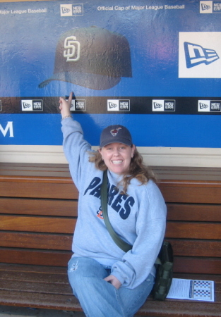 in the dugout at Petco Park