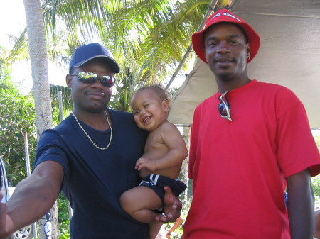 Chilling on the beach with my patna an his son!