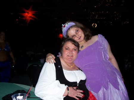 My daughter Sarah and me, 2006, at a Halloween party.