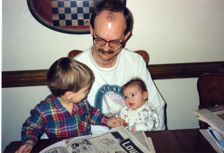 David, Jonathan, and me, hanging out in the kitchen (early '91)