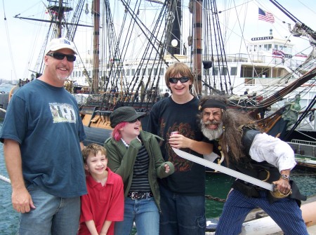 The family and some weirdo pirate