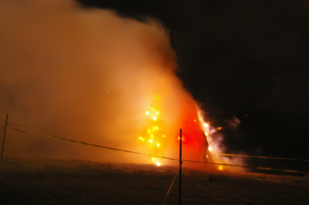 Bonfires on the levee Grammercy, Louisiana