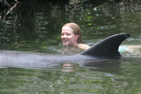 Me, swimming with a dolphin named Eclipse, 2006