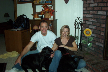 My husband with me and our canine kids