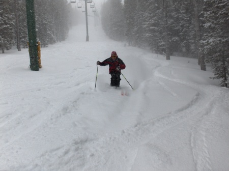 Cutting fresh powder in Wyoming.