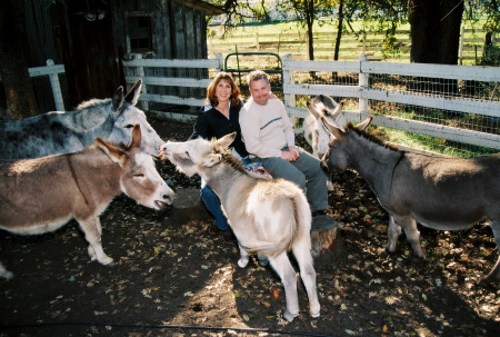 Chris and I with the Donkeys