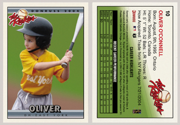 Oliver's Baseball Card