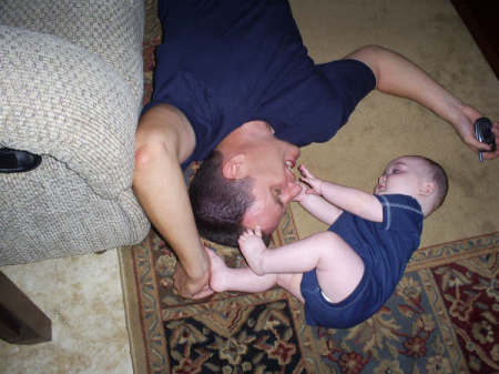 Wrestling with dad..