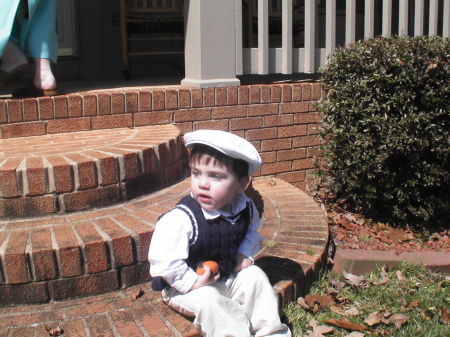 Gavin on the front steps