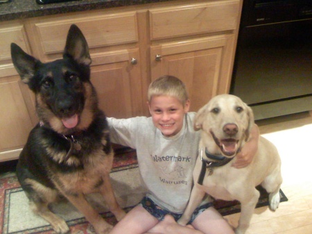 Our youngest son with Rex and Rufus