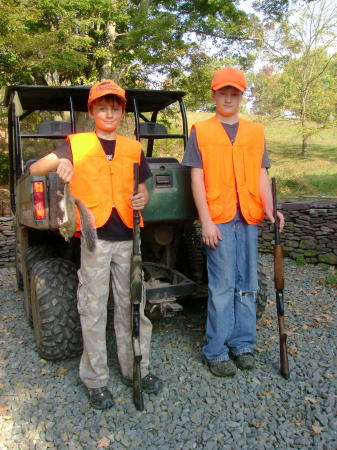 The kids after a successful squirrel hunt.