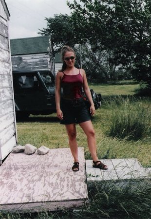 Darlene at the cabin... Lake Erie