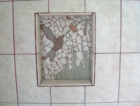 one of my tile mosaics in a shower