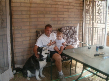 My husband Tony,my daughter Kaeley and my husky.