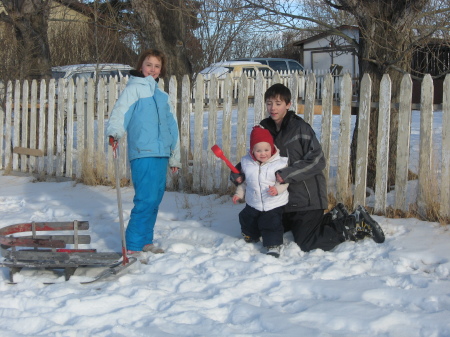 my kids playing in the snow