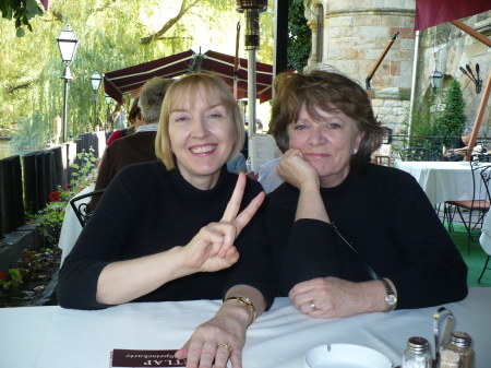 Friend Jane from Rome & Betty at cafe' in Budapest