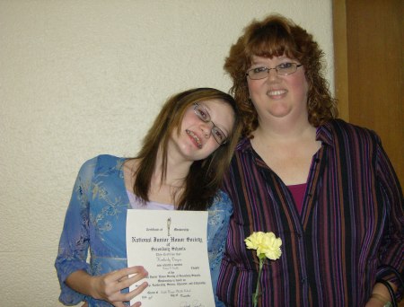 My daughter and I 11-29-07  National Junior Honor Society Inductions
