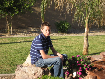 In our backyard in Gilbert Arizona-he's 16 years old in this photo