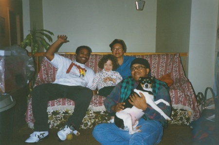 Dr. Joanne M. Braxton, her daughter Mycah, my nephew Guy Weems, "Buster", and yours truly circa 1997.