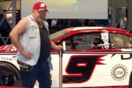 ME IN FRONT OF MY FAV. NASCAR DRIVERS' CAR...KASEY KAHNE