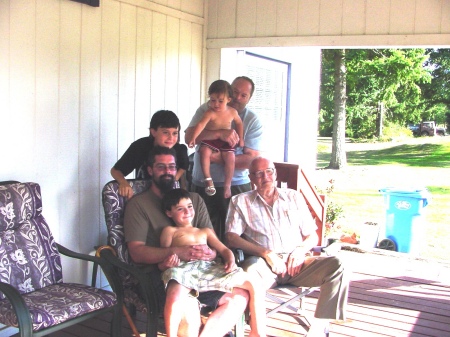 4 Generations: Great Grampa Drake, Grampa John, Papa Arron, Great Grandsons Morgan, Griffyn and Theoden.