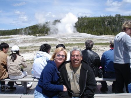 kurt and audri at old faithful yellowstone 6/11/07