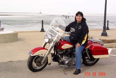 sharon_sitting_motorcycle "Daisy"