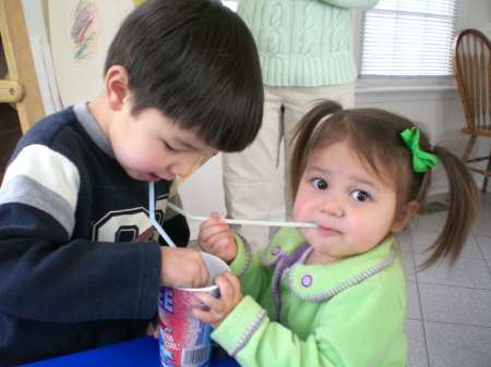 Nathan & Imme sharing a treat