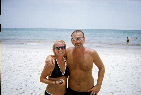 On the beach in Naples, FL with husband Jim