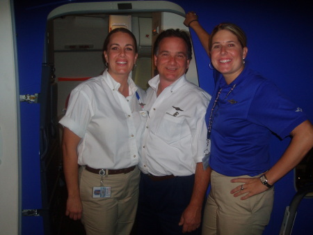 With fellow crew members at Southwest Airlines