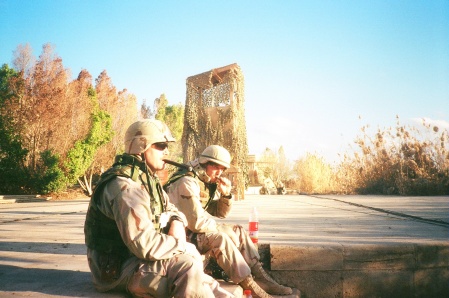 Me and Jay smok'n a cigar in Ramadi, Iraq