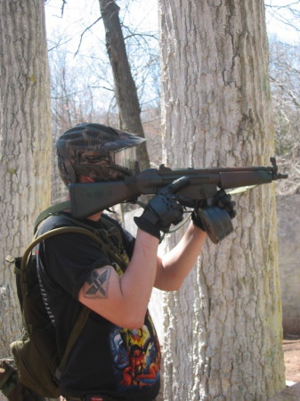 playing airsoft