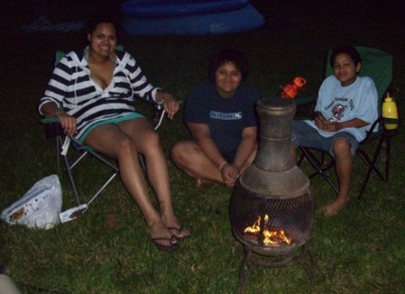 backyard roasting marshmallows