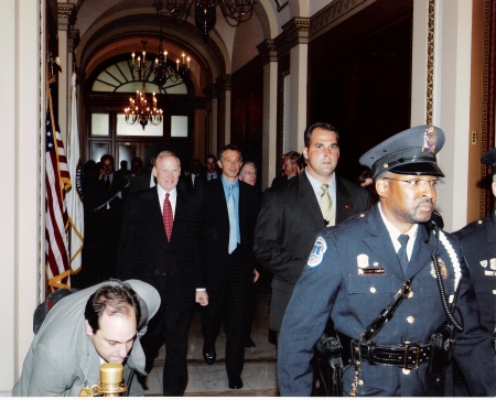 Escorting British Prime Minister Tony Blair