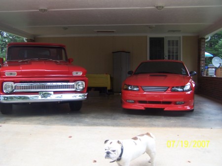 1966 chevy truck and 2000 roush mustang