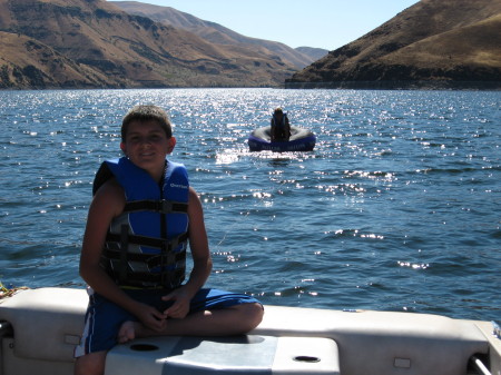 Connor on the boat