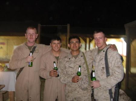 My son, Brandon, and his buddies, in Iraq. Brandon is 2nd from the left. Taken 12/3/07.