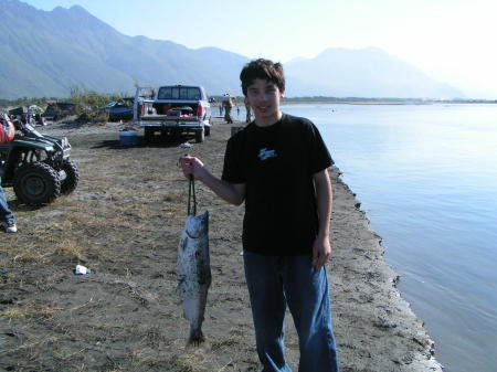Alex with a Silver (Coho) Salmon