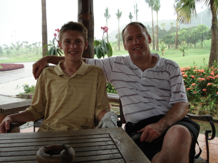 This is my son and I golfing in China.